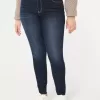 Jeans super skinny a vita alta e lavaggio scuro con effetto curvy