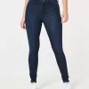 Jeans super skinny a vita alta e lavaggio scuro con effetto curvy