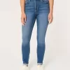 Jeans super skinny a vita alta e lavaggio scuro con effetto curvy
