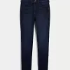 Jeans super skinny a vita alta e lavaggio scuro con effetto curvy