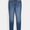 Jeans super skinny a vita alta e lavaggio scuro con effetto curvy