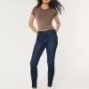 Jeans super skinny a vita alta lavaggio scuro