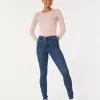 Jeans super skinny a vita alta lavaggio scuro