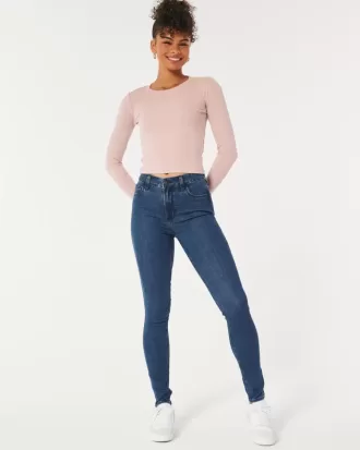 Jeans super skinny a vita alta lavaggio scuro