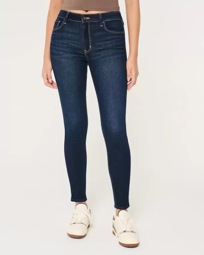 Jeans super skinny a vita alta lavaggio scuro