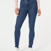 Jeans super skinny a vita alta lavaggio scuro