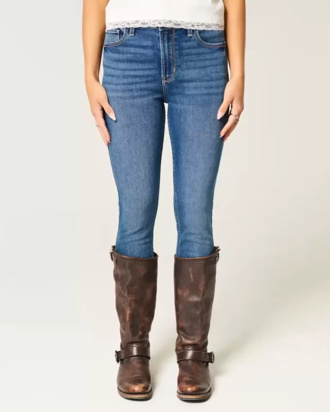 Jeans super skinny a vita alta lavaggio scuro