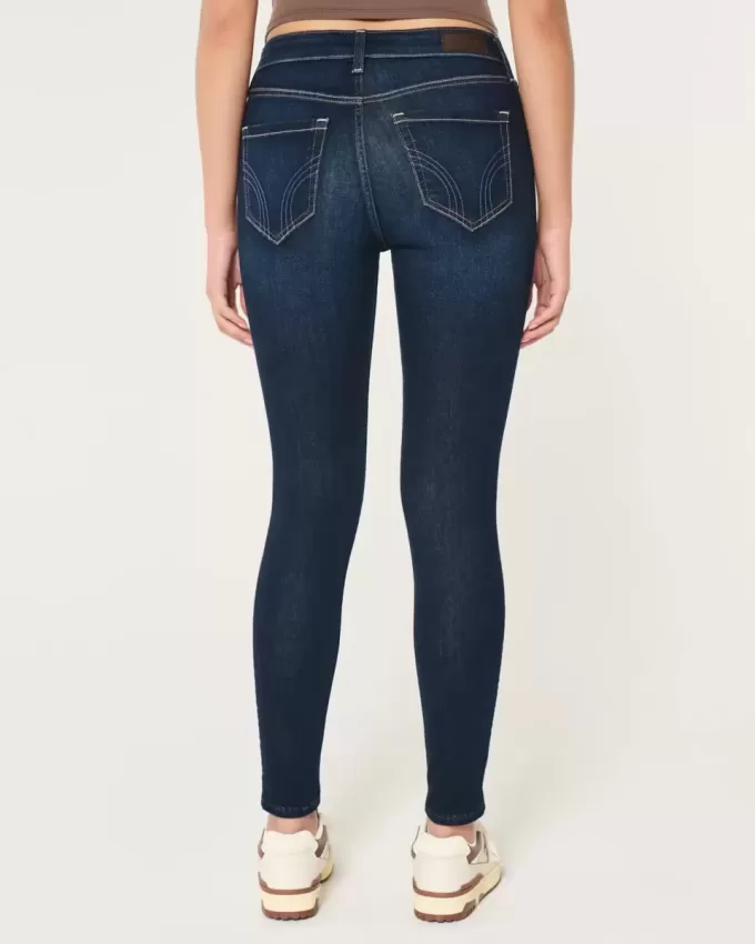 Jeans super skinny a vita alta lavaggio scuro