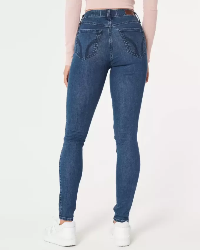 Jeans super skinny a vita alta lavaggio scuro