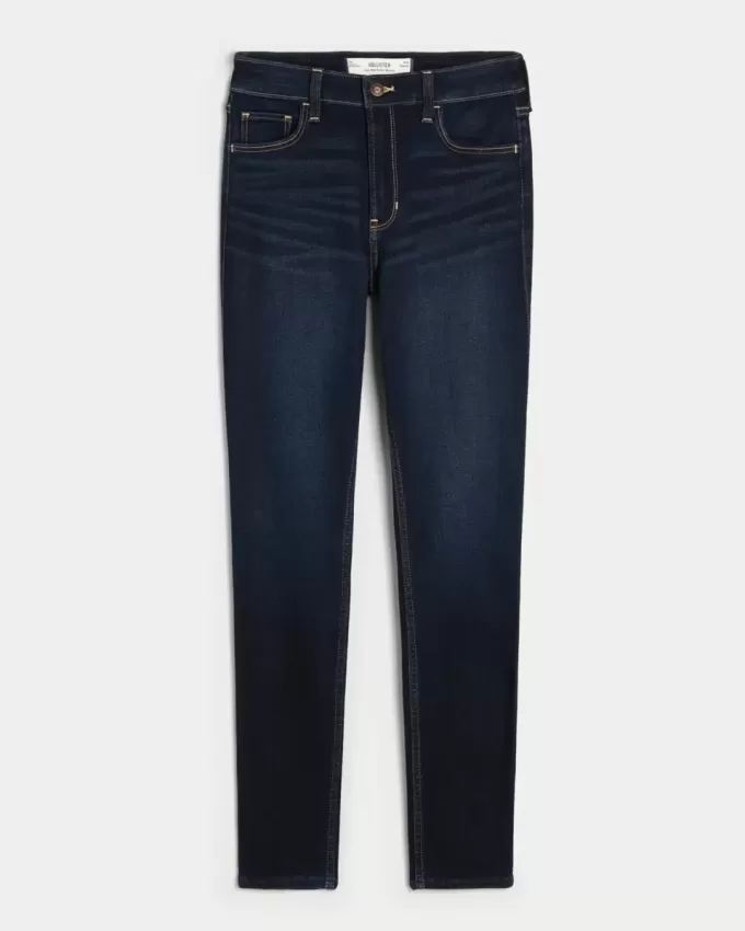 Jeans super skinny a vita alta lavaggio scuro