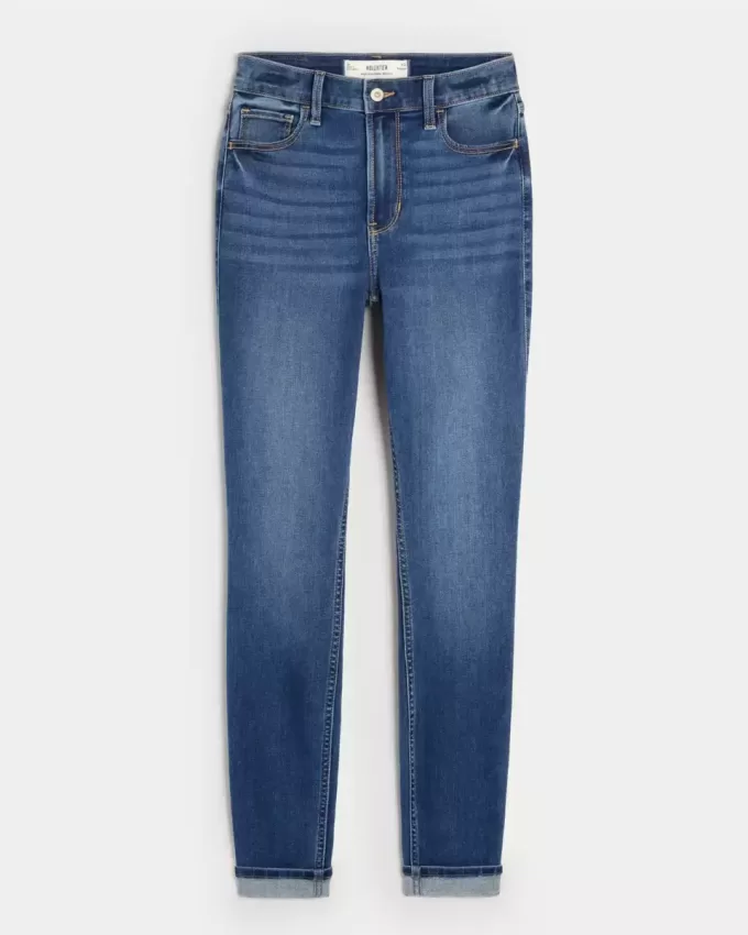 Jeans super skinny a vita alta lavaggio scuro
