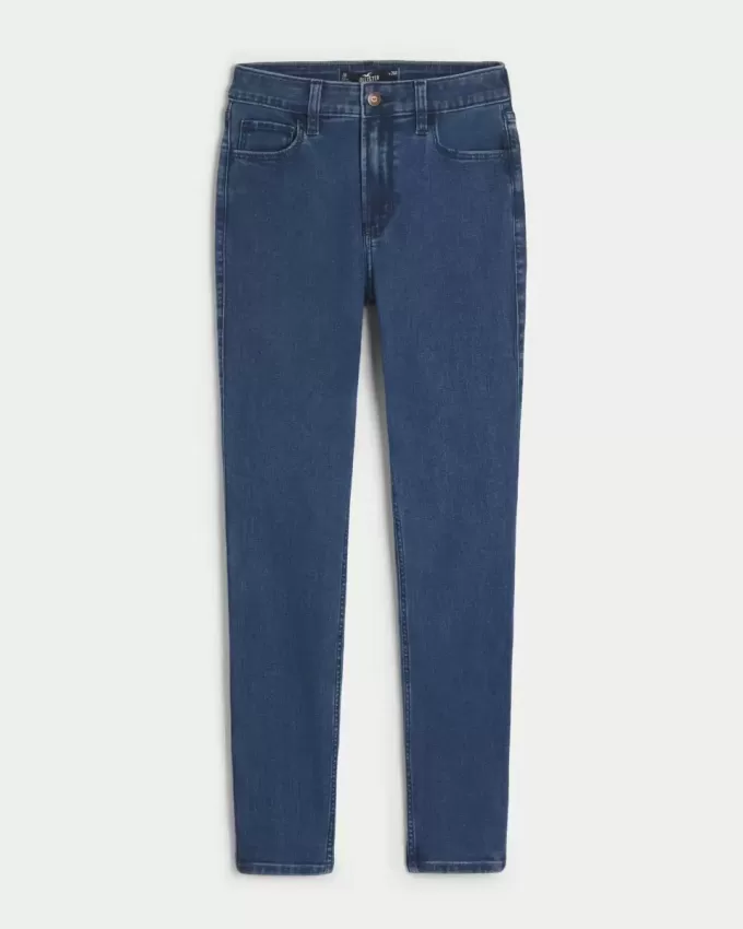 Jeans super skinny a vita alta lavaggio scuro