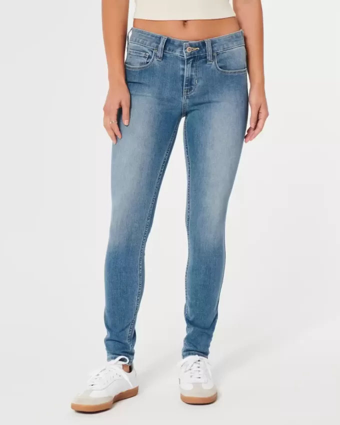 Jeans super skinny a vita bassa con lavaggio medio