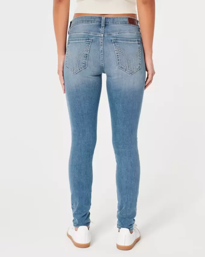 Jeans super skinny a vita bassa con lavaggio medio