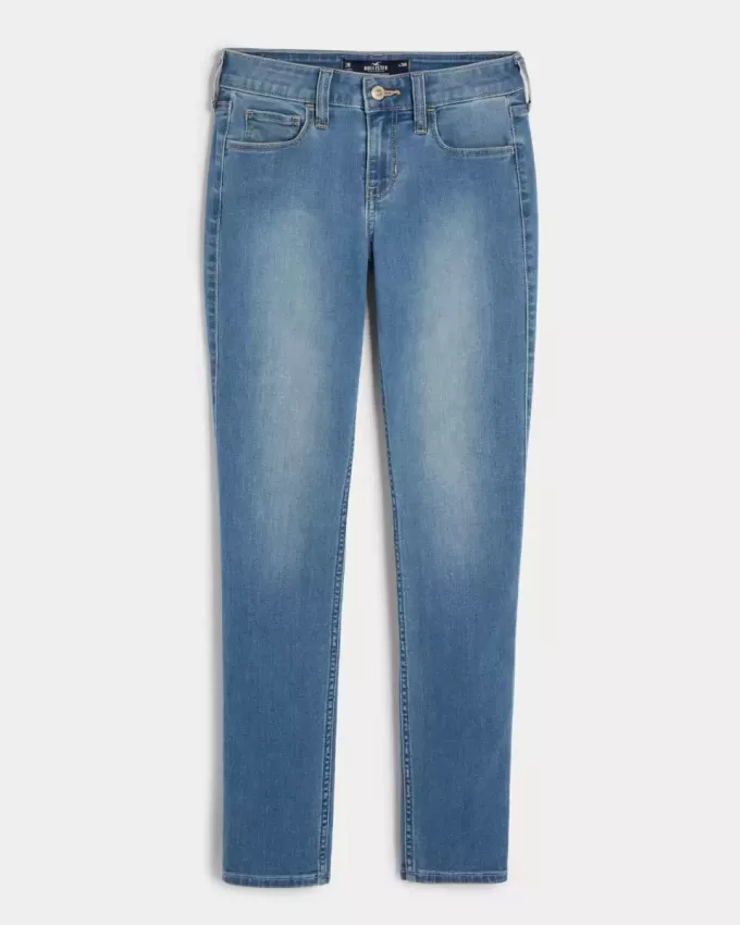 Jeans super skinny a vita bassa con lavaggio medio