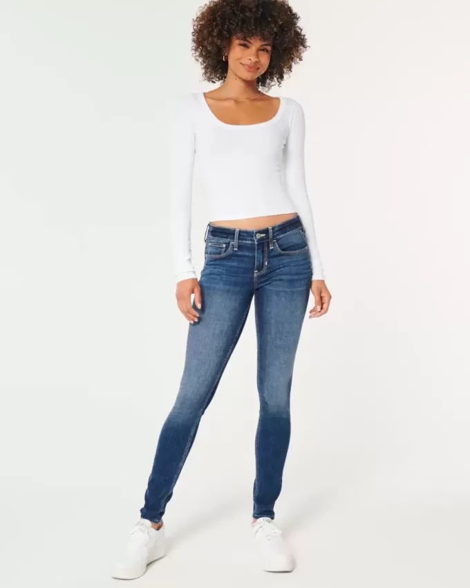 Jeans super skinny a vita bassa lavaggio scuro