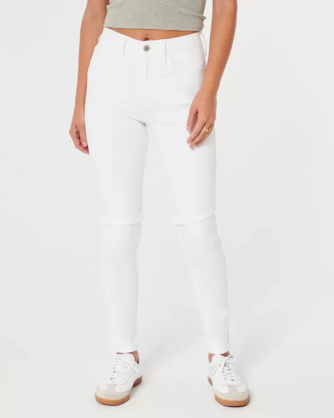 Jeans super skinny bianchi a vita alta