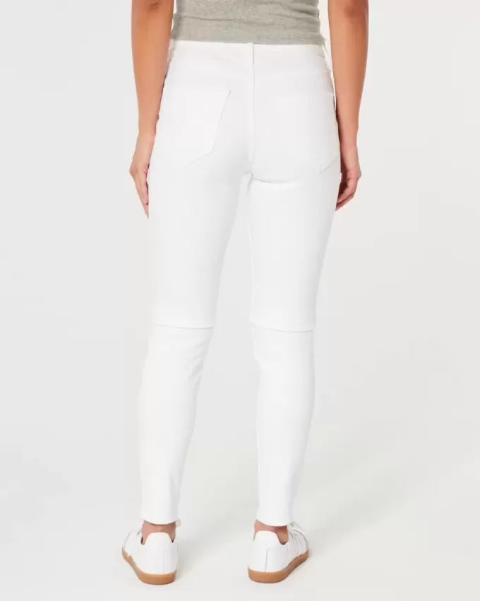 Jeans super skinny bianchi a vita alta