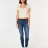 Jeans super skinny lavaggio scuro a vita bassa curvy