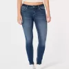 Jeans super skinny lavaggio scuro a vita bassa curvy