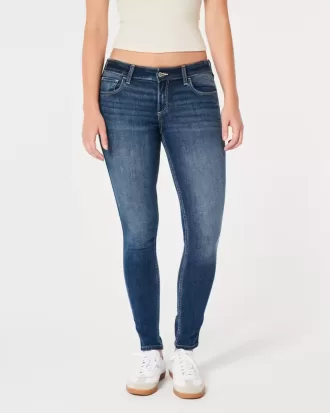 Jeans super skinny lavaggio scuro a vita bassa curvy