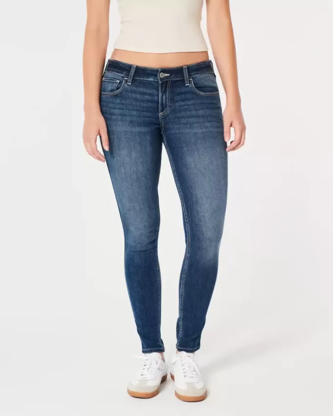 Jeans super skinny lavaggio scuro a vita bassa curvy