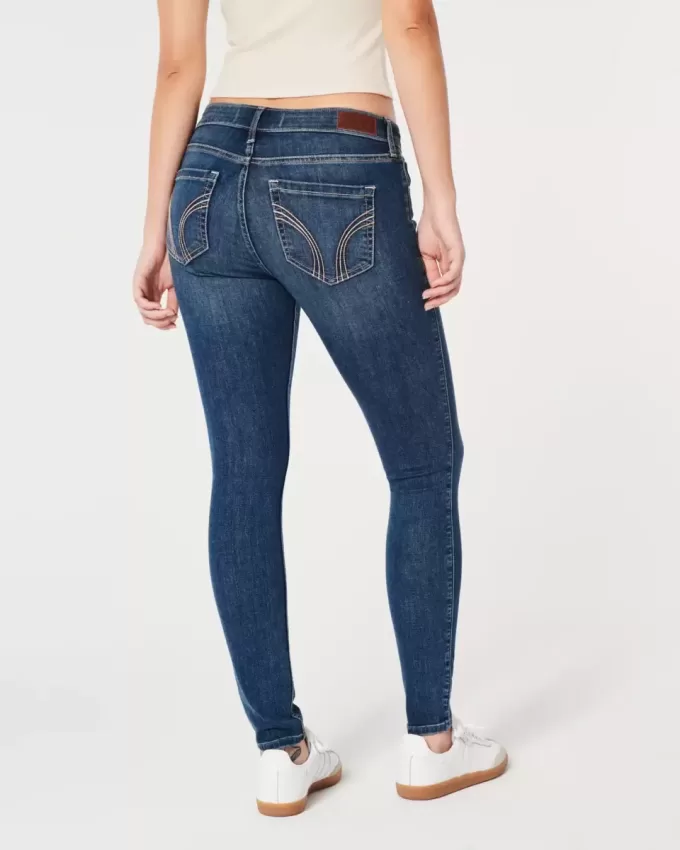 Jeans super skinny lavaggio scuro a vita bassa curvy