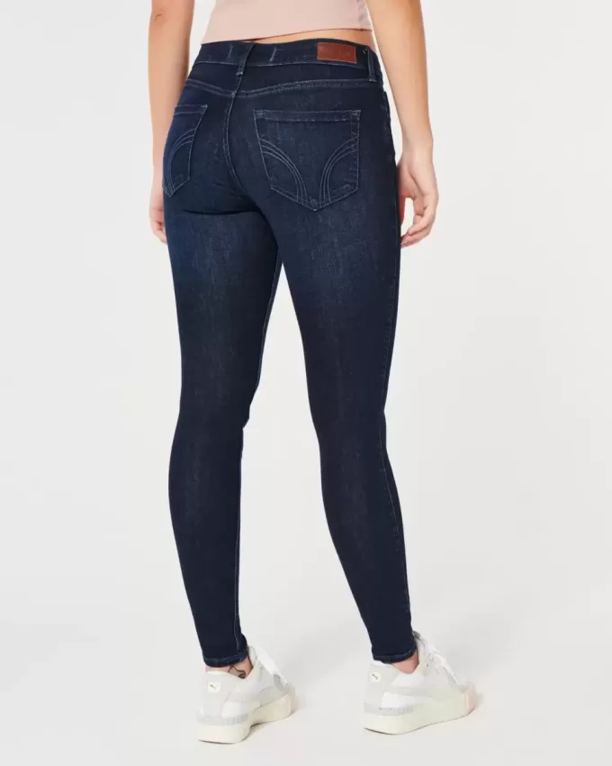 Jeans super skinny lavaggio scuro a vita bassa curvy