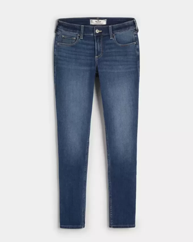 Jeans super skinny lavaggio scuro a vita bassa curvy