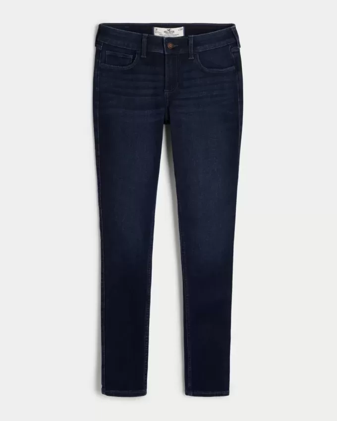 Jeans super skinny lavaggio scuro a vita bassa curvy