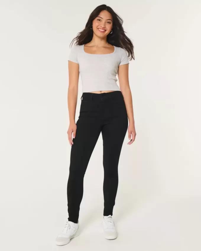 Jeans super skinny neri a vita alta curvy