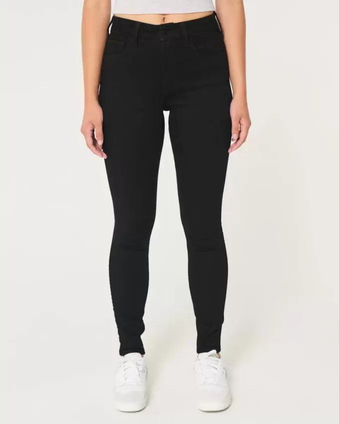 Jeans super skinny neri a vita alta curvy