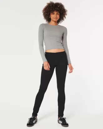 Jeans super skinny neri a vita bassa