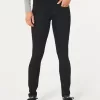 Jeans super skinny neri a vita bassa