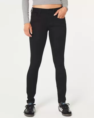 Jeans super skinny neri a vita bassa