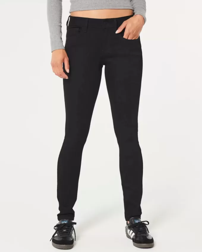 Jeans super skinny neri a vita bassa