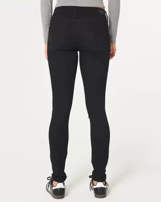 Jeans super skinny neri a vita bassa