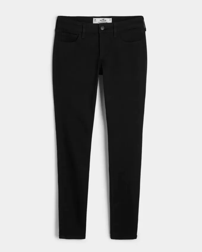 Jeans super skinny neri a vita bassa e curvy
