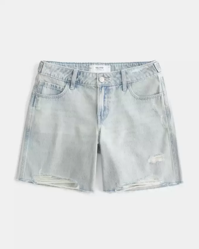 Jort baggy a vita bassa con cintura regolabile e lavaggio chiaro