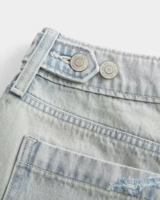 Jort baggy a vita bassa con cintura regolabile e lavaggio chiaro