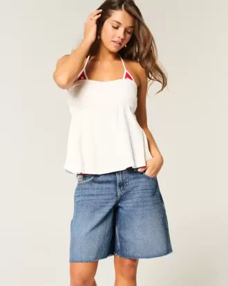 Jort baggy a vita bassa con stampa bandiera americana in lavaggio scuro