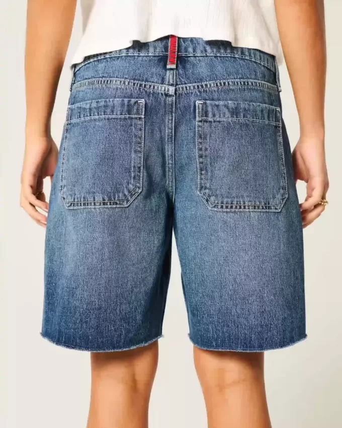 Jort baggy a vita bassa con stampa bandiera americana in lavaggio scuro