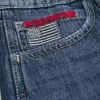 Jort baggy a vita bassa con stampa bandiera americana in lavaggio scuro
