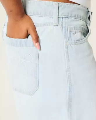 Jort baggy con fiocco grafico e vita bassa e lavaggio chiaro