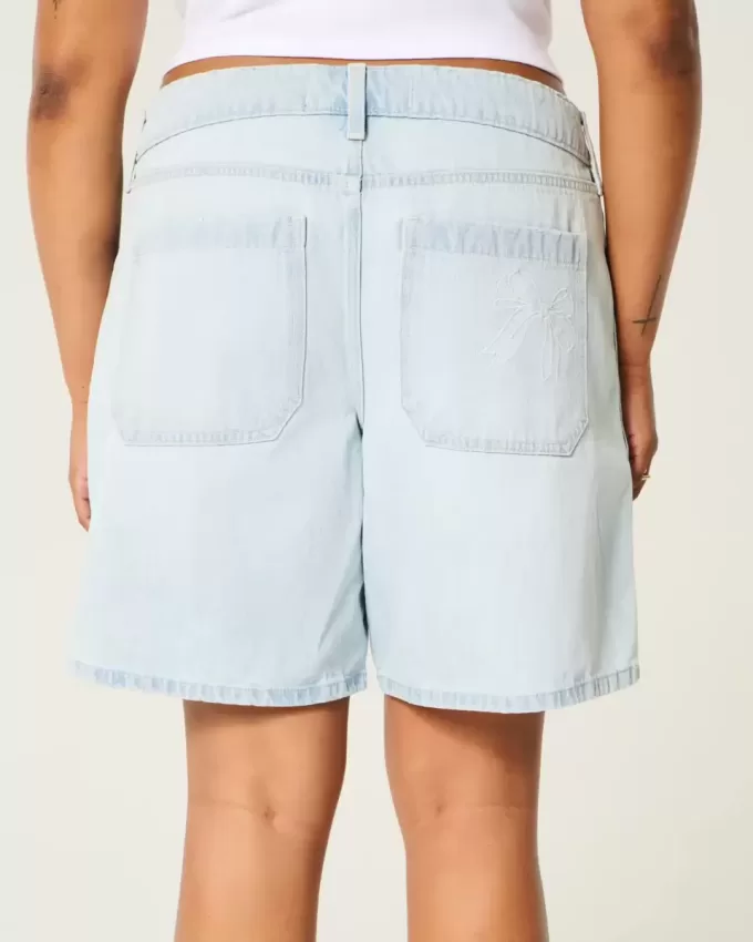 Jort baggy con fiocco grafico e vita bassa e lavaggio chiaro