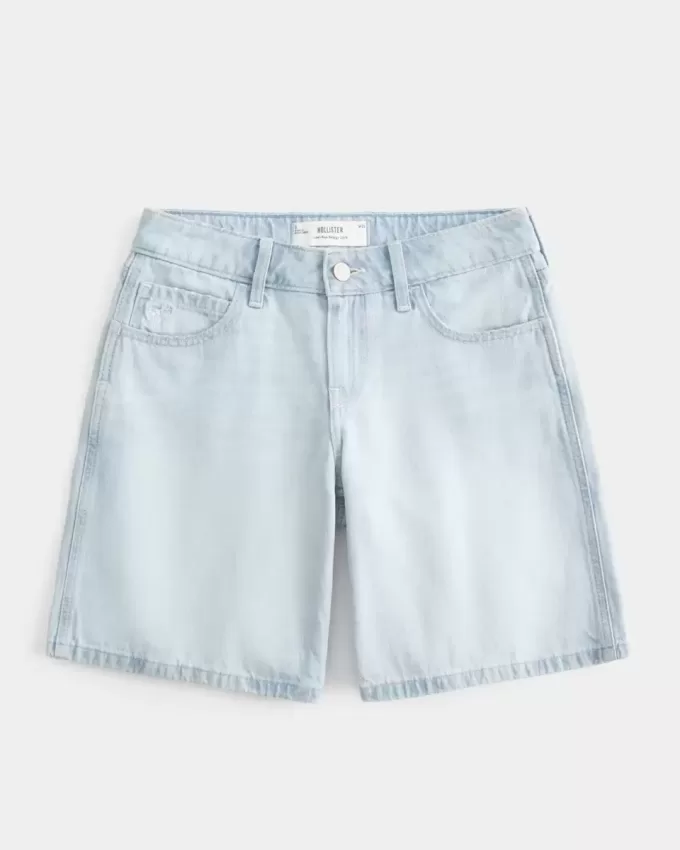Jort baggy con fiocco grafico e vita bassa e lavaggio chiaro
