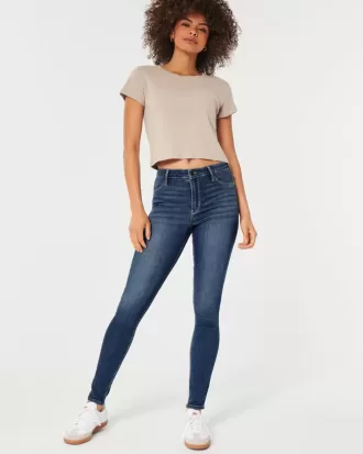 Leggings in jeans lavaggio medio a vita alta