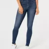Leggings in jeans lavaggio medio a vita alta