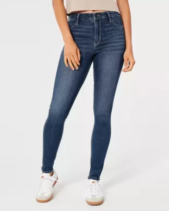 Leggings in jeans lavaggio medio a vita alta