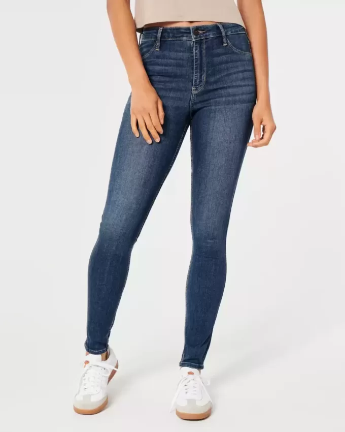 Leggings in jeans lavaggio medio a vita alta